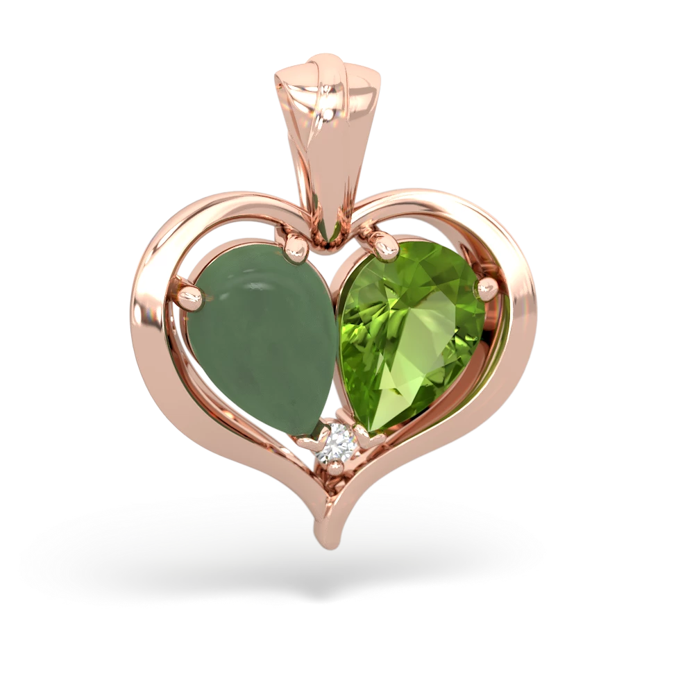 Jade Two Become One 14K Rose Gold pendant P5330