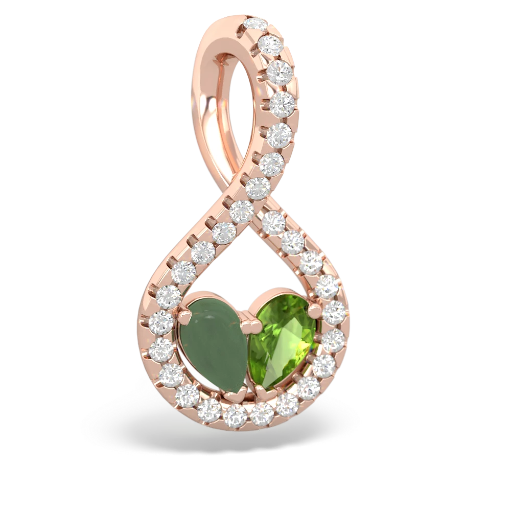 Jade Pave Twist 'One Heart' 14K Rose Gold pendant P5360