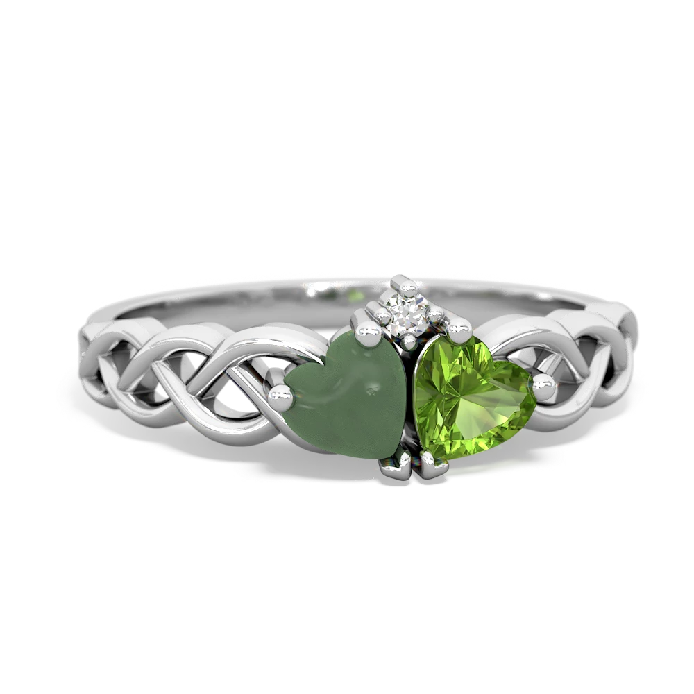 Jade Heart To Heart Braid 14K White Gold ring R5870