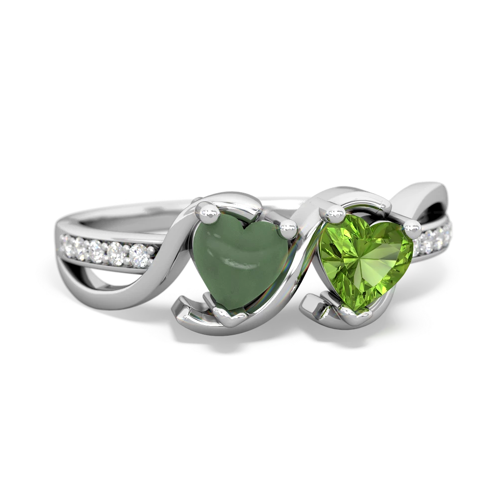 Jade Side By Side 14K White Gold ring R3090