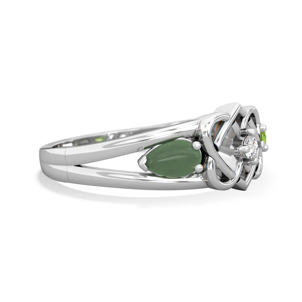 Jade Hearts Intertwined 14K White Gold ring R5880