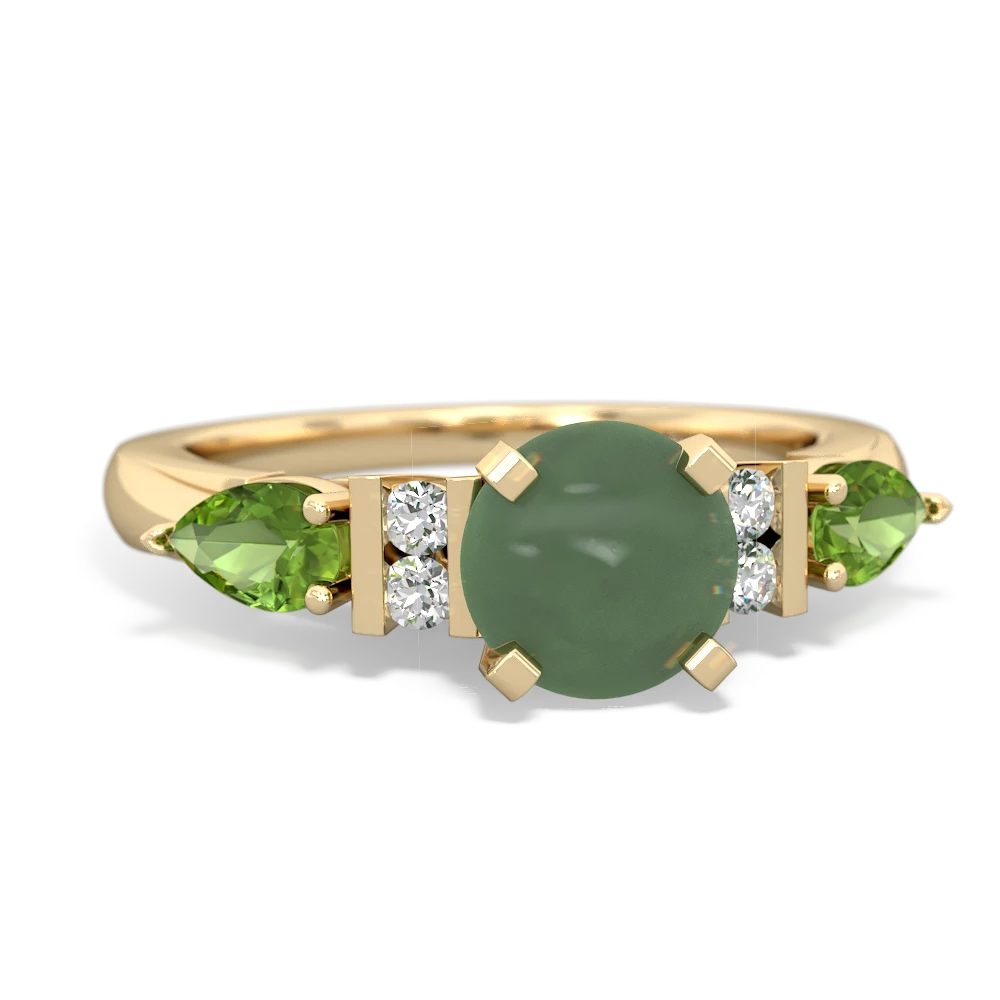 Jade 6Mm Round Eternal Embrace Engagement 14K Yellow Gold ring R2005