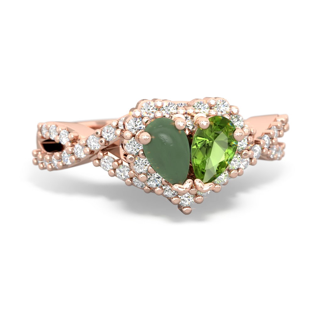 Jade Diamond Twist 'One Heart' 14K Rose Gold ring R2640HRT