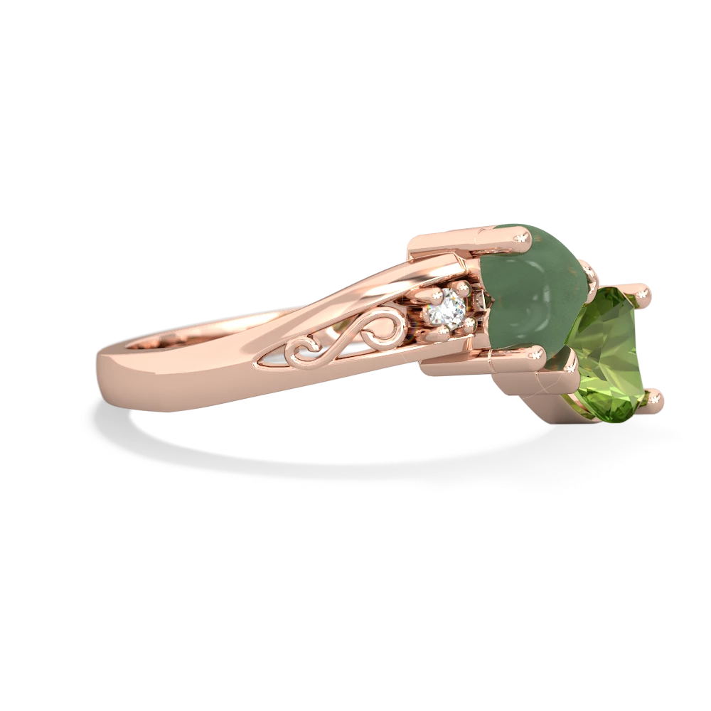 Jade Snuggling Hearts 14K Rose Gold ring R2178