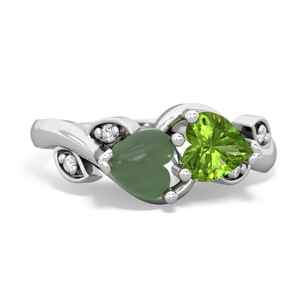 Jade Floral Elegance 14K White Gold ring R5790