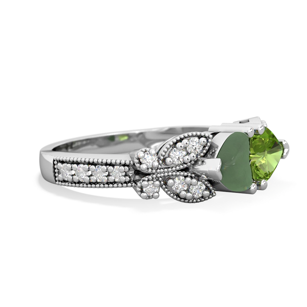 Jade Diamond Butterflies 14K White Gold ring R5601