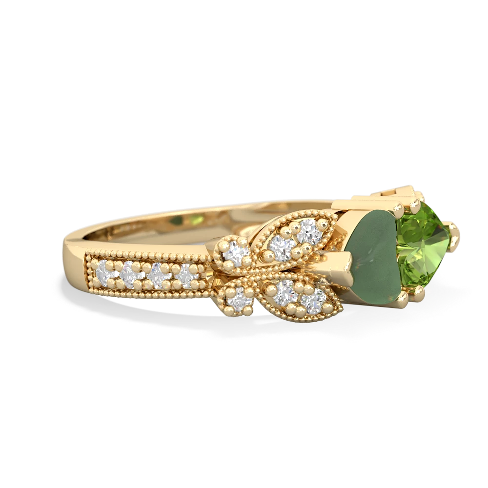 Jade Diamond Butterflies 14K Yellow Gold ring R5601