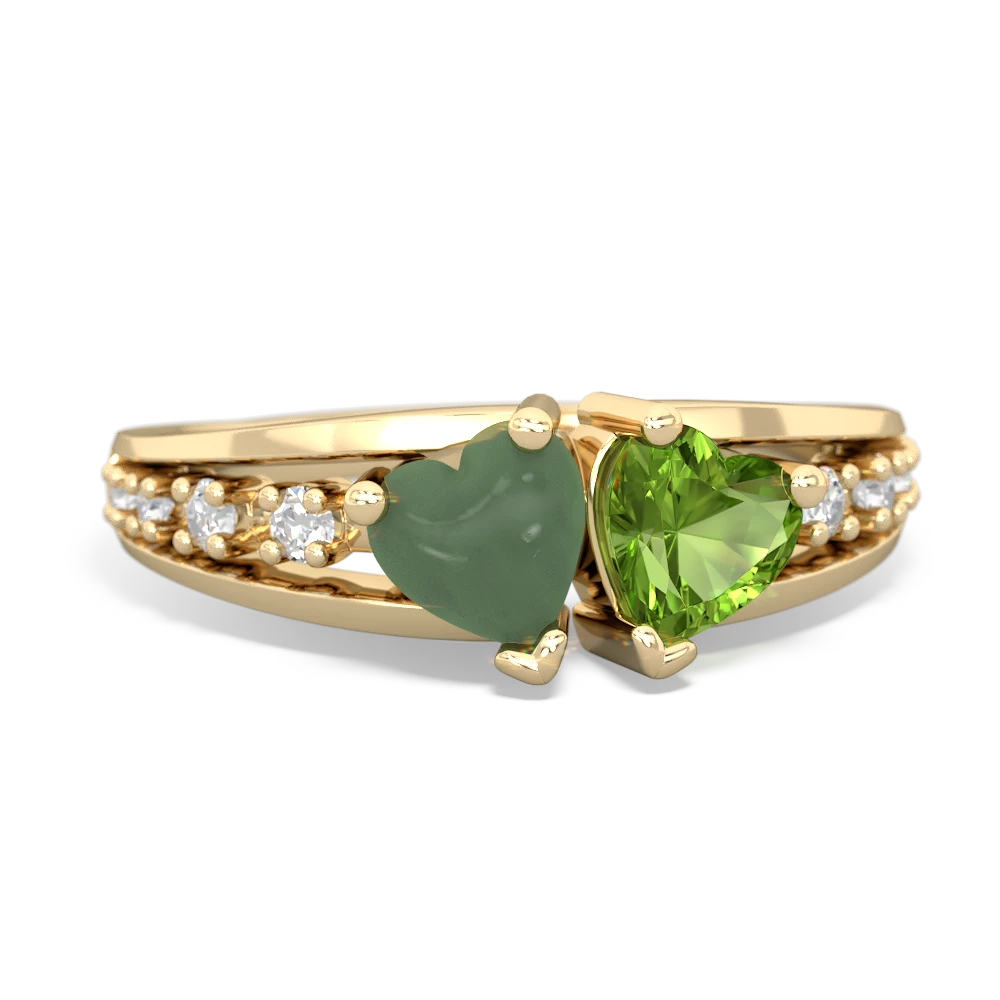 Jade Heart To Heart 14K Yellow Gold ring R3342