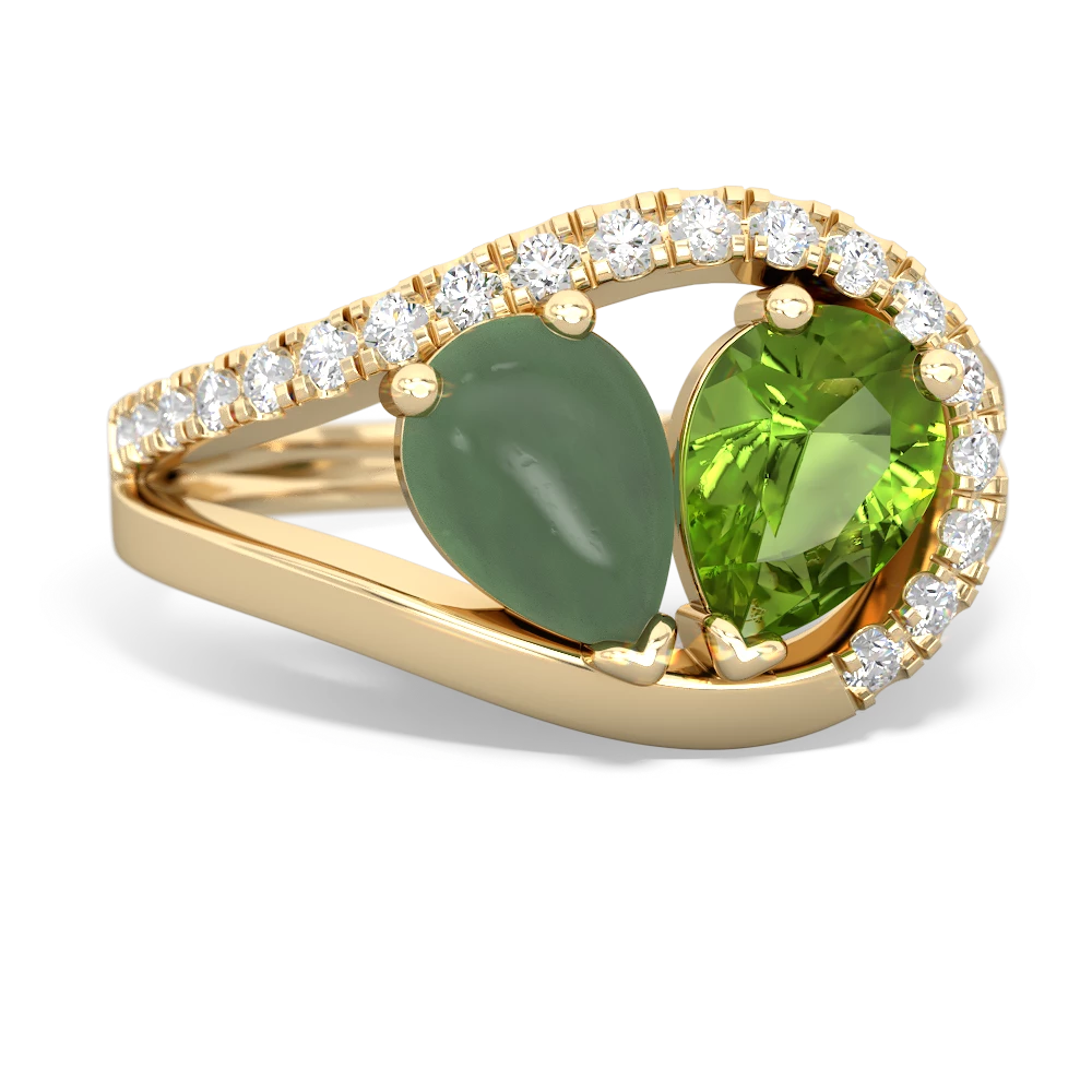 Jade Nestled Heart Keepsake 14K Yellow Gold ring R5650