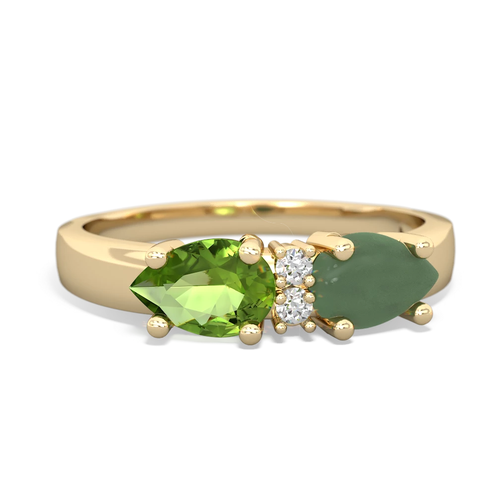 Jade Pear Bowtie 14K Yellow Gold ring R0865