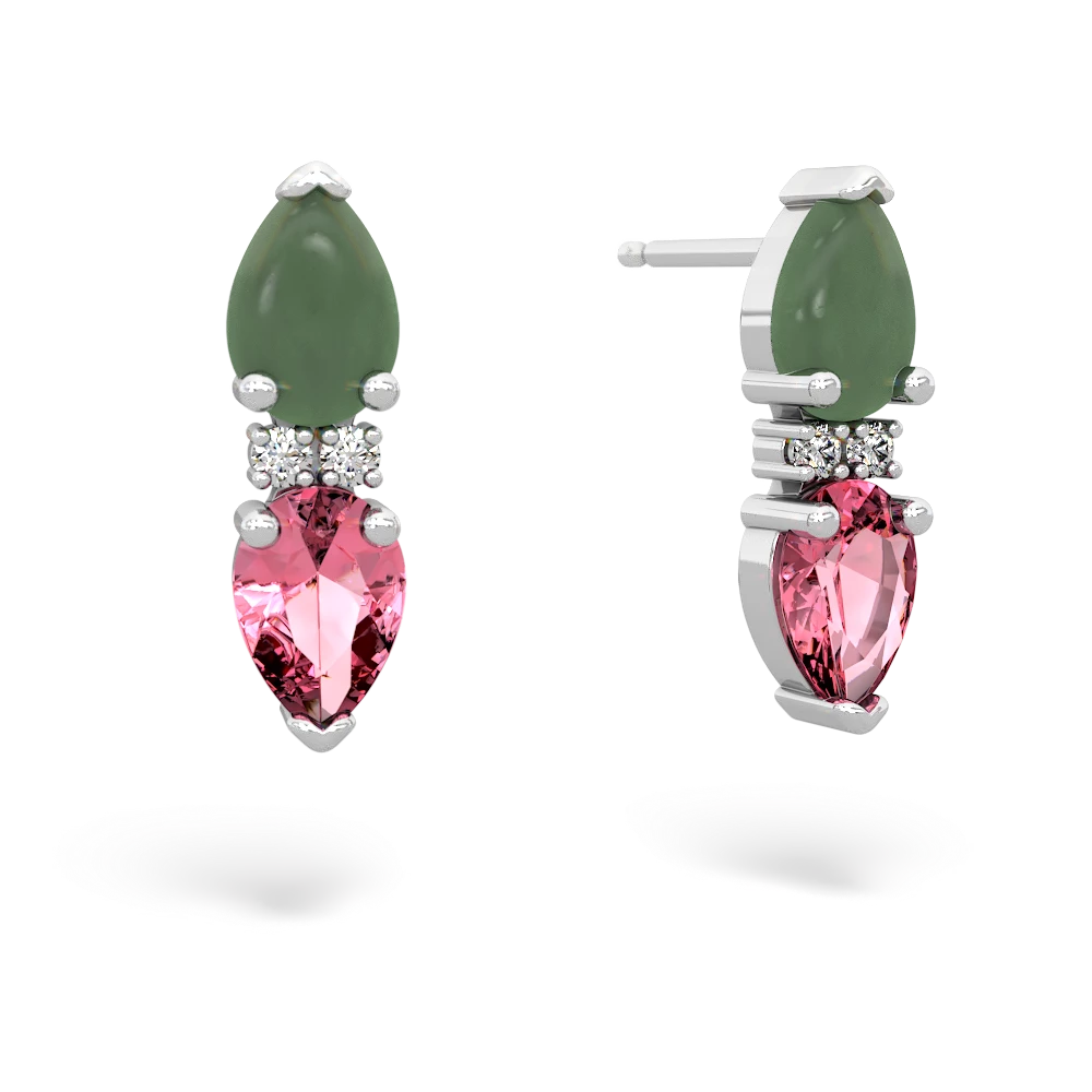 Jade Bowtie Drop 14K White Gold earrings E0865