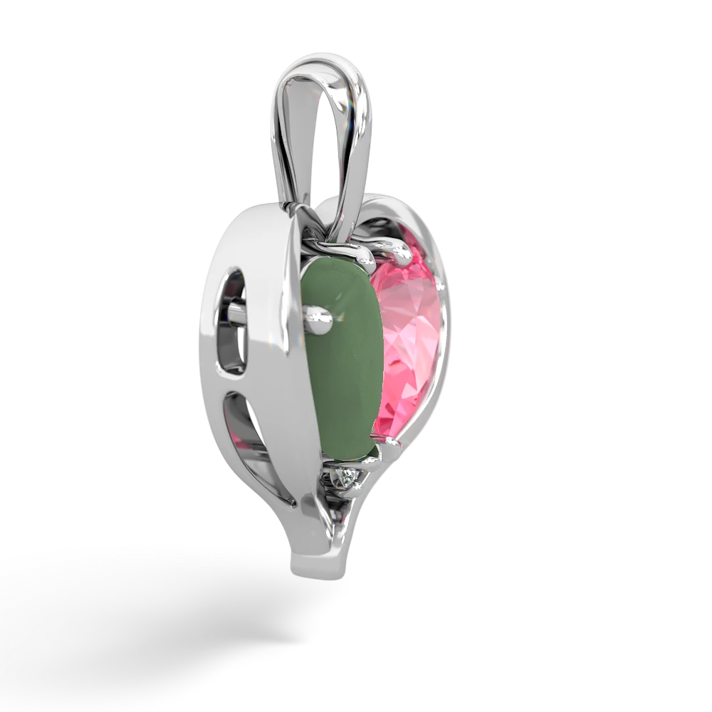 Jade Two Become One 14K White Gold pendant P5330