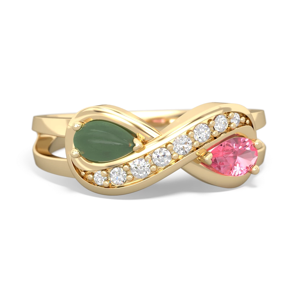 Jade Diamond Infinity 14K Yellow Gold ring R5390