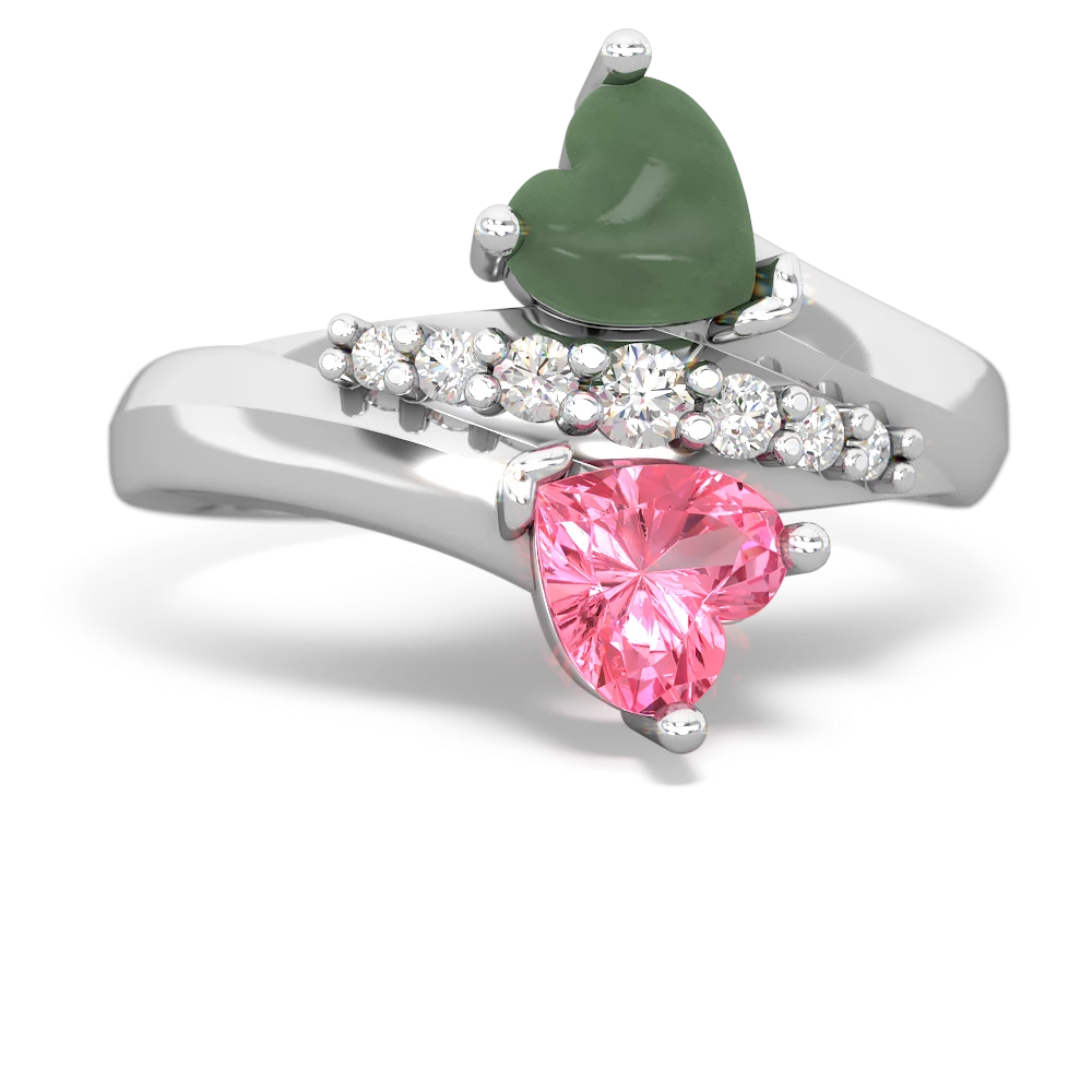 Jade Heart To Heart 14K White Gold ring R2064