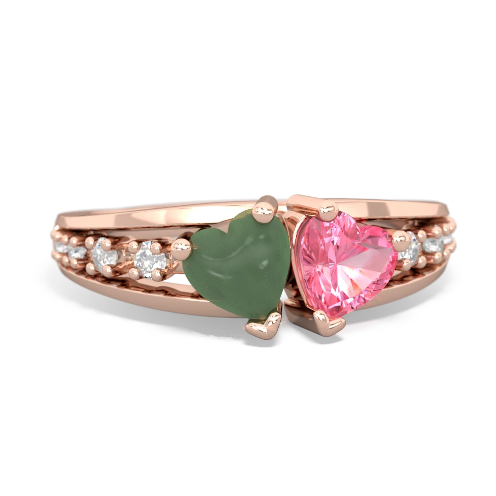 Jade Heart To Heart 14K Rose Gold ring R3342