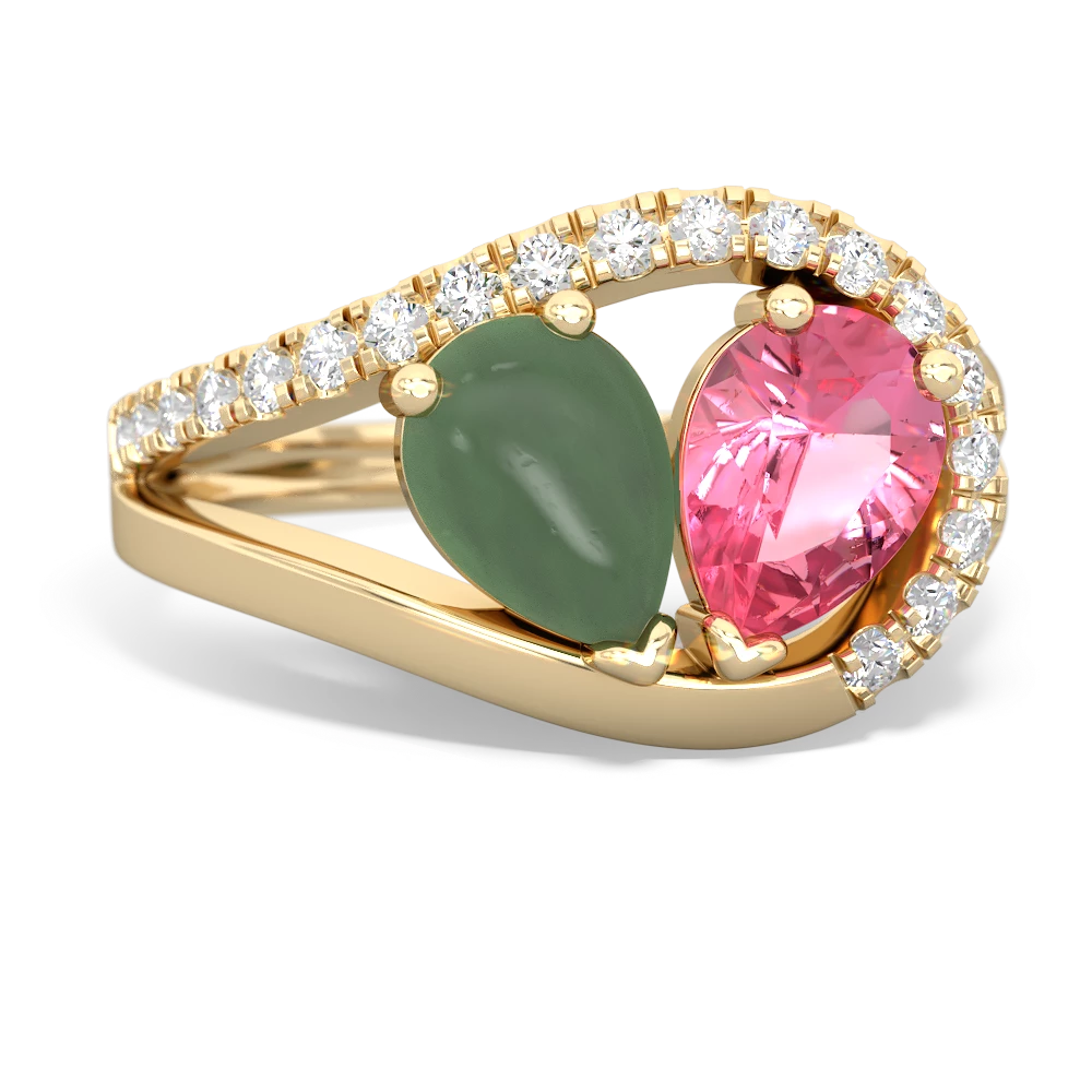 Jade Nestled Heart Keepsake 14K Yellow Gold ring R5650