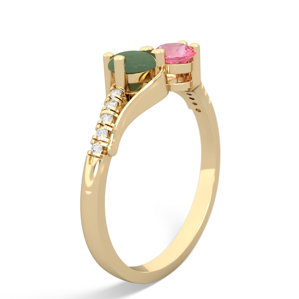 Jade Infinity Pave Two Stone 14K Yellow Gold ring R5285