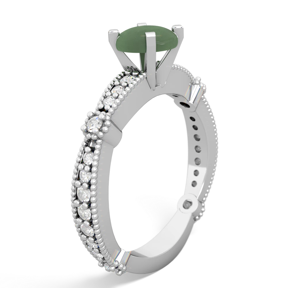 Jade Sparkling Tiara 6Mm Round 14K White Gold ring R26296RD