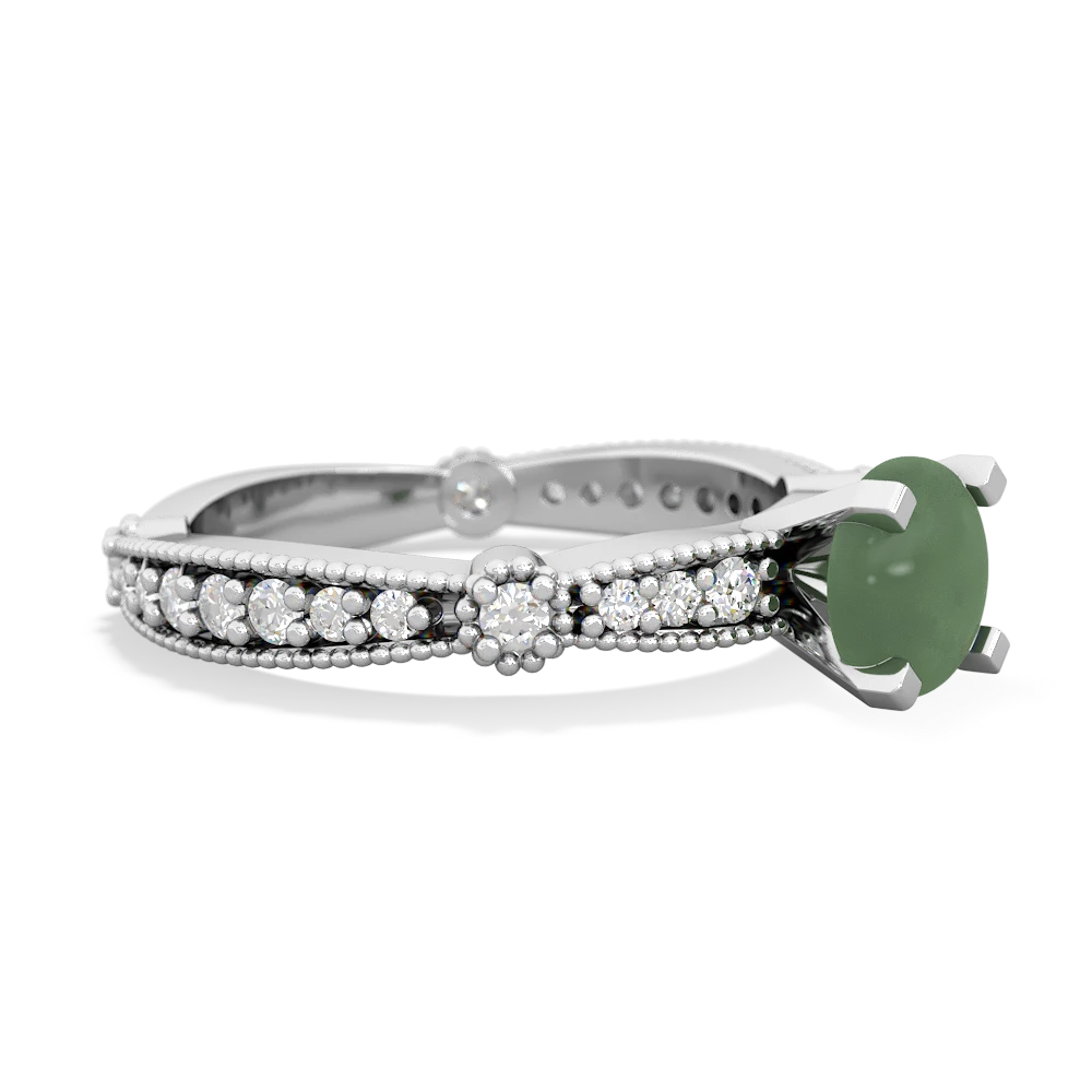 Jade Sparkling Tiara 6Mm Round 14K White Gold ring R26296RD