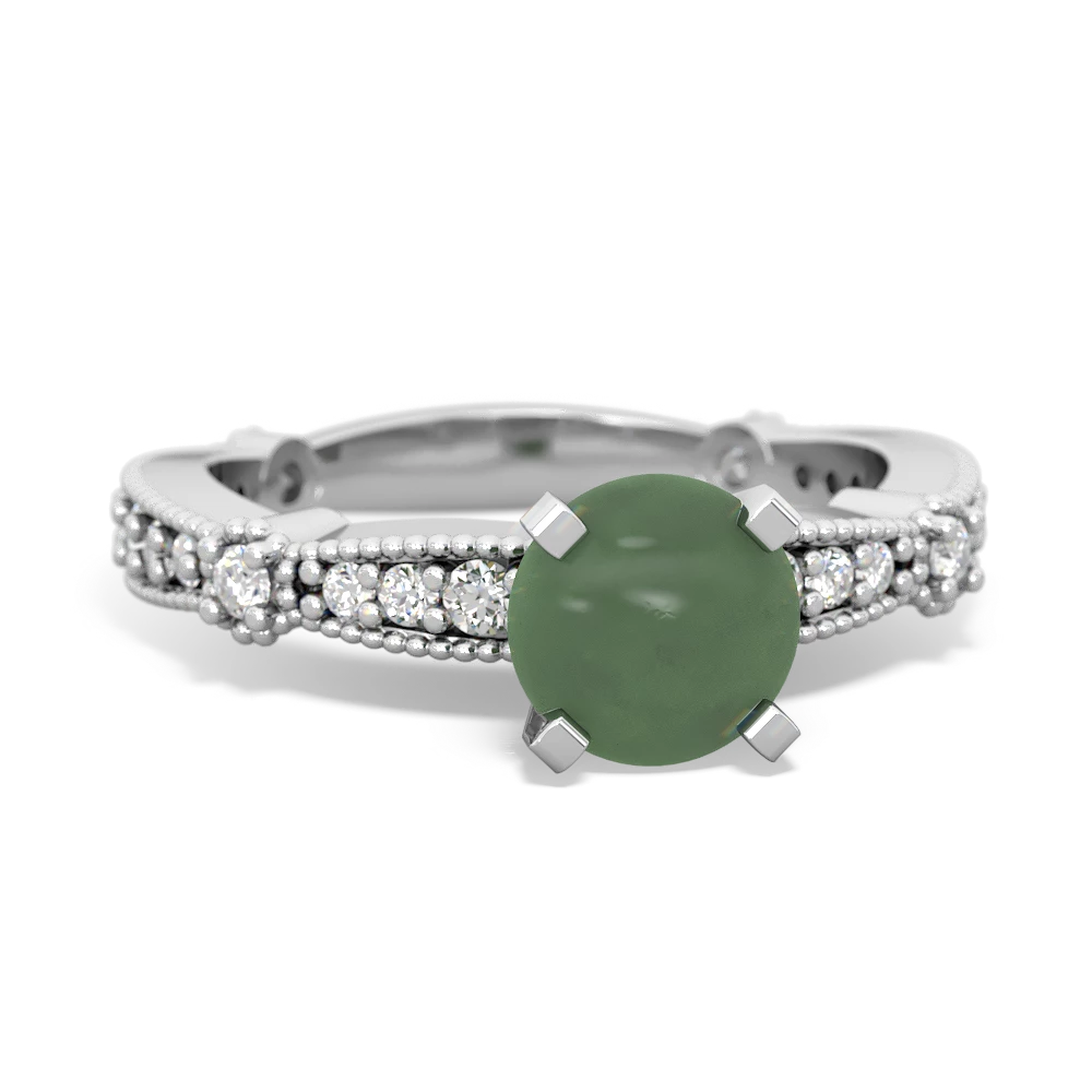 Jade Sparkling Tiara 6Mm Round 14K White Gold ring R26296RD