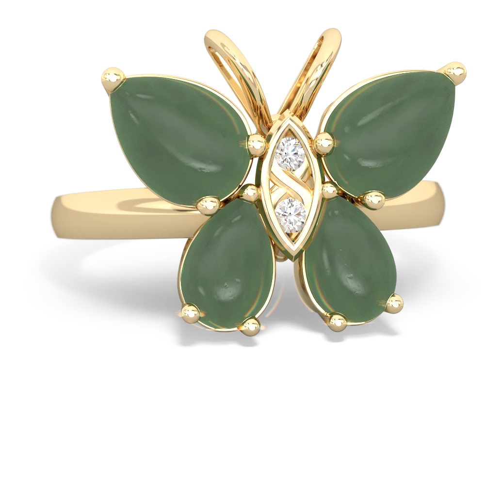 Jade Butterfly 14K Yellow Gold ring R2215