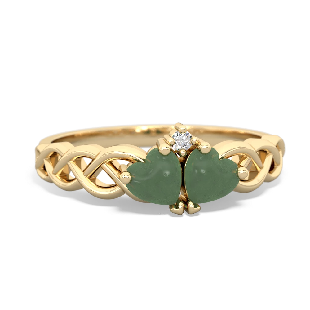 Jade Heart To Heart Braid 14K Yellow Gold ring R5870