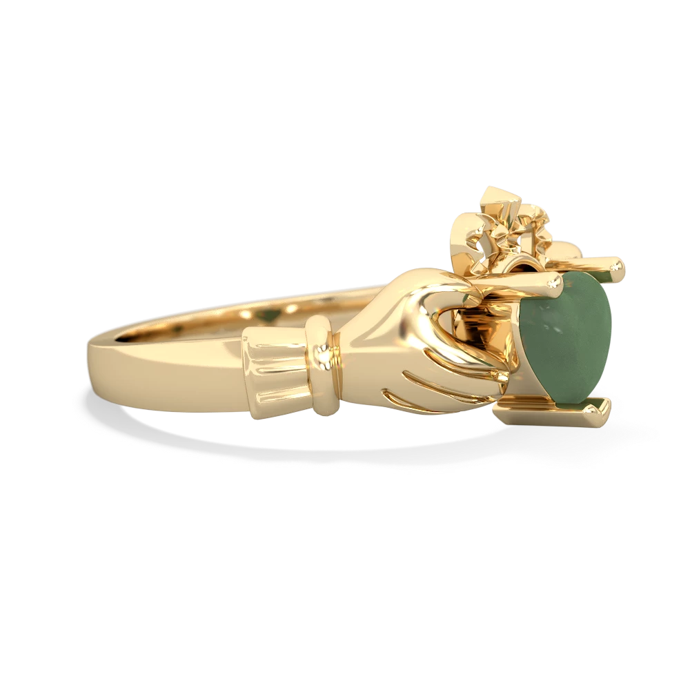 Jade Claddagh 14K Yellow Gold ring R2370