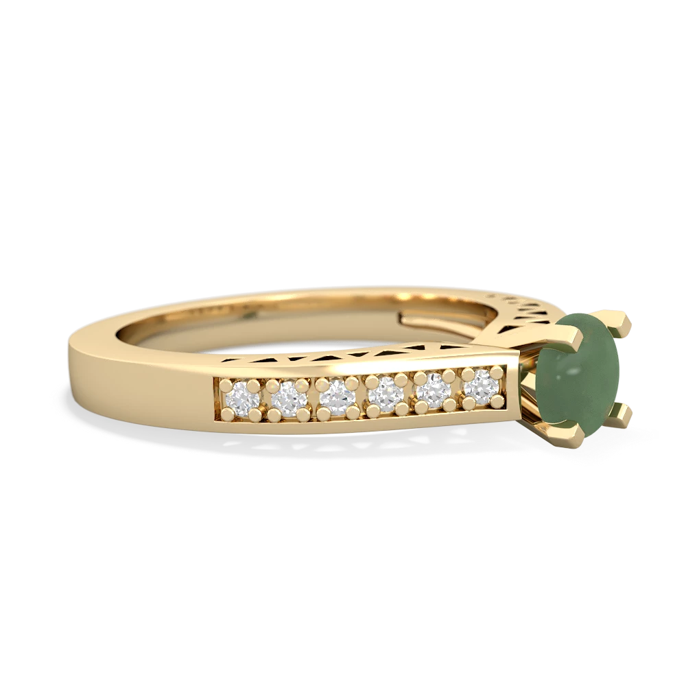 Jade Art Deco Engagement 5Mm Round 14K Yellow Gold ring R26355RD