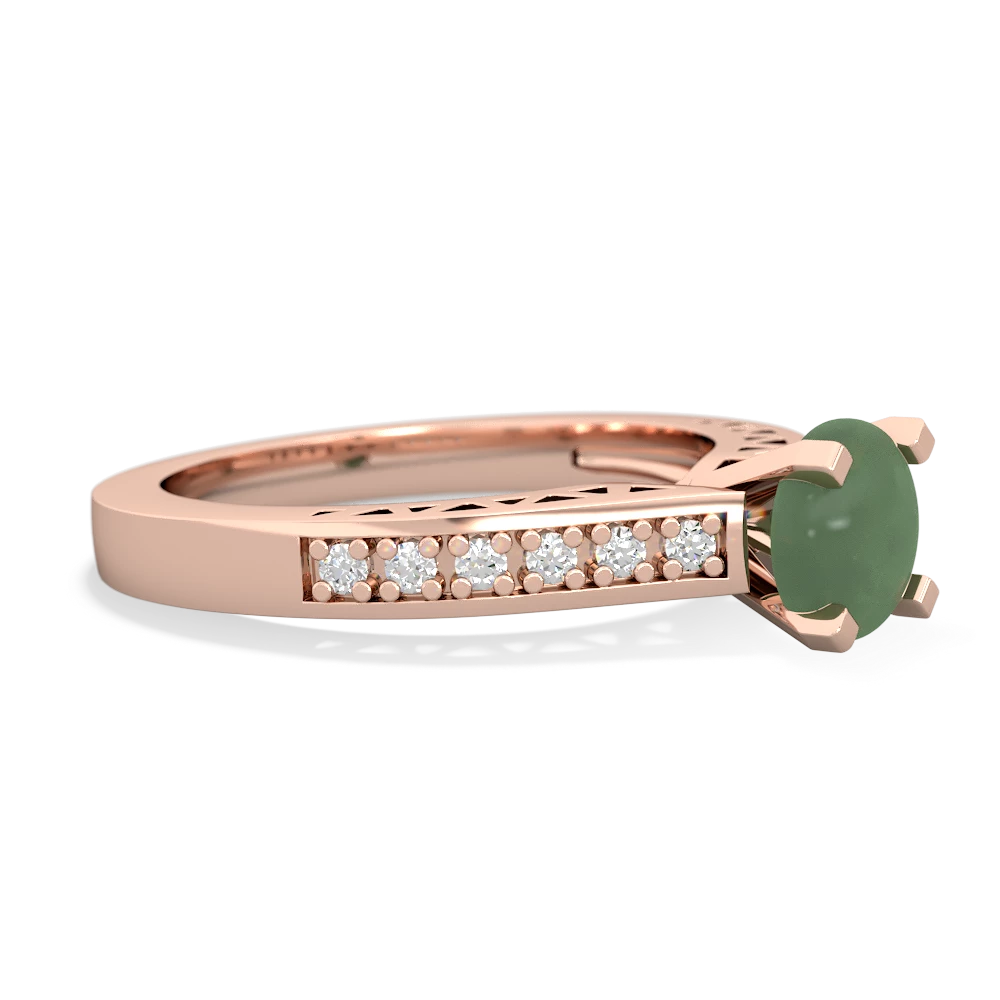 Jade Art Deco Engagement 6Mm Round 14K Rose Gold ring R26356RD