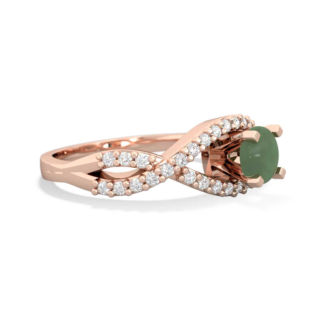 Jade Diamond Twist 5Mm Round Engagment  14K Rose Gold ring R26405RD