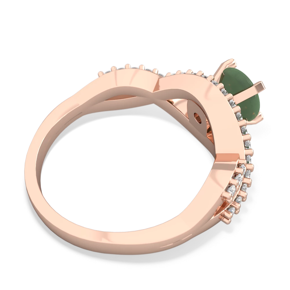 Jade Diamond Twist 6Mm Round Engagment  14K Rose Gold ring R26406RD