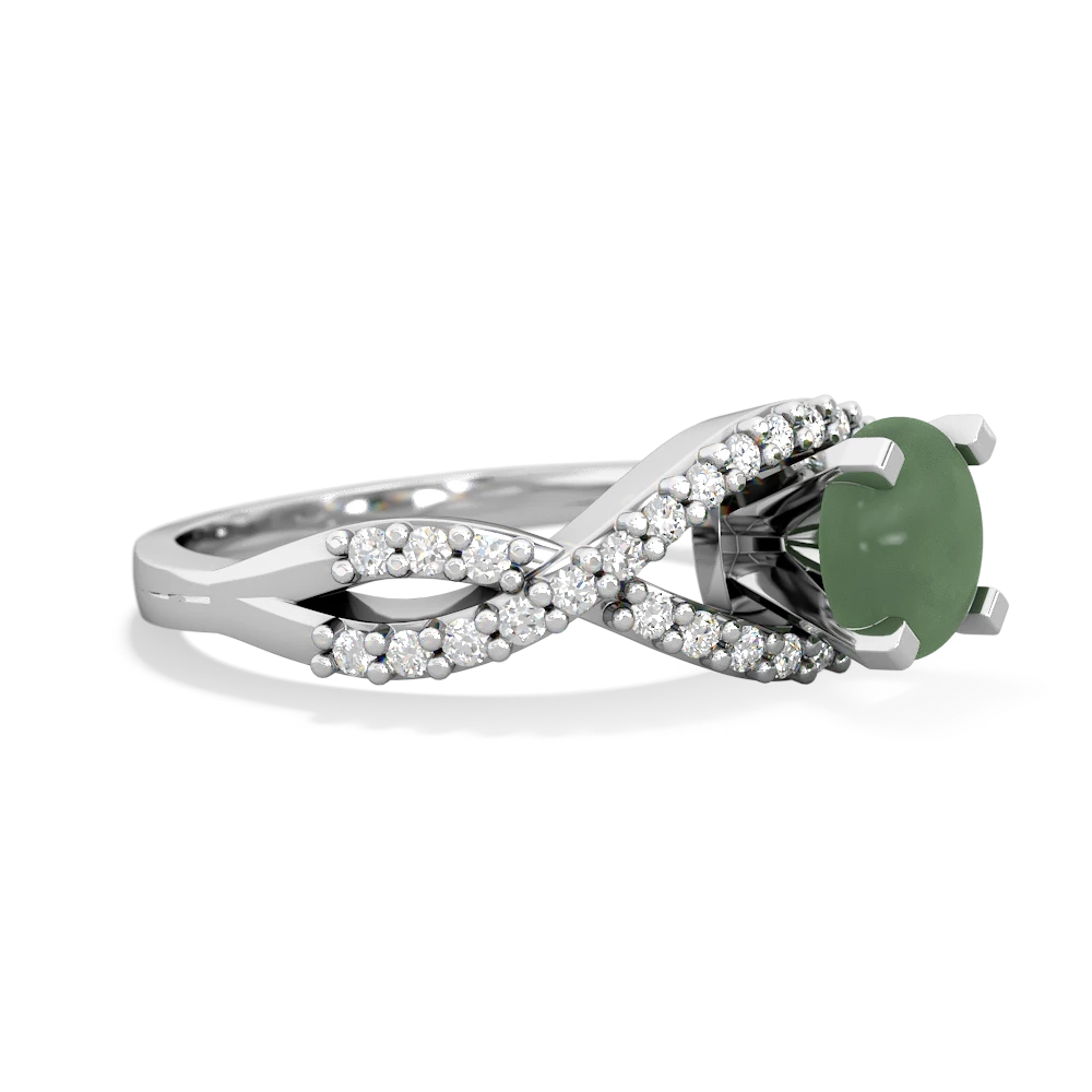 Jade Diamond Twist 6Mm Round Engagment  14K White Gold ring R26406RD