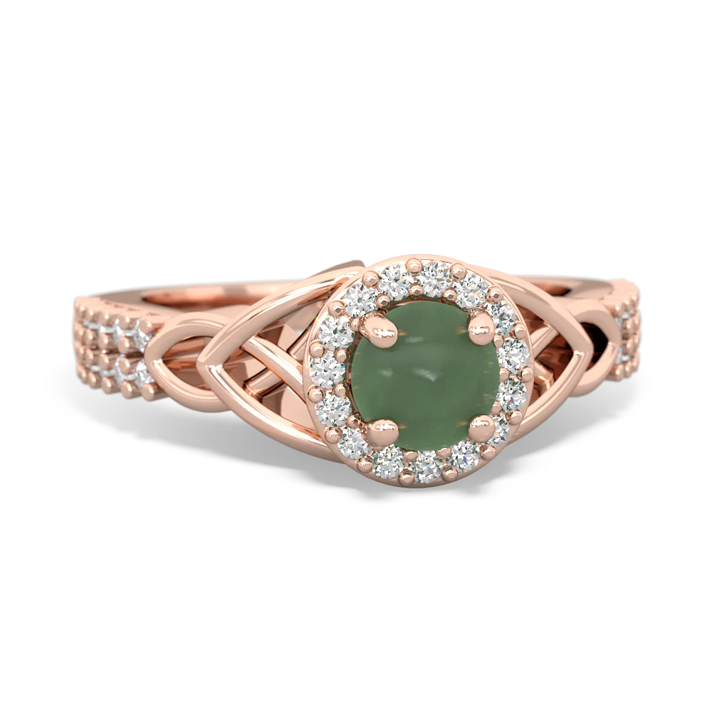 Jade Celtic Knot Halo 14K Rose Gold ring R26445RH