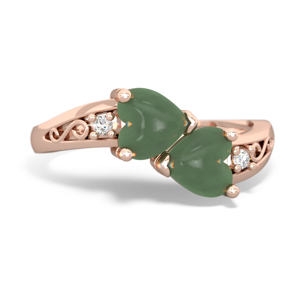 Jade Snuggling Hearts 14K Rose Gold ring R2178