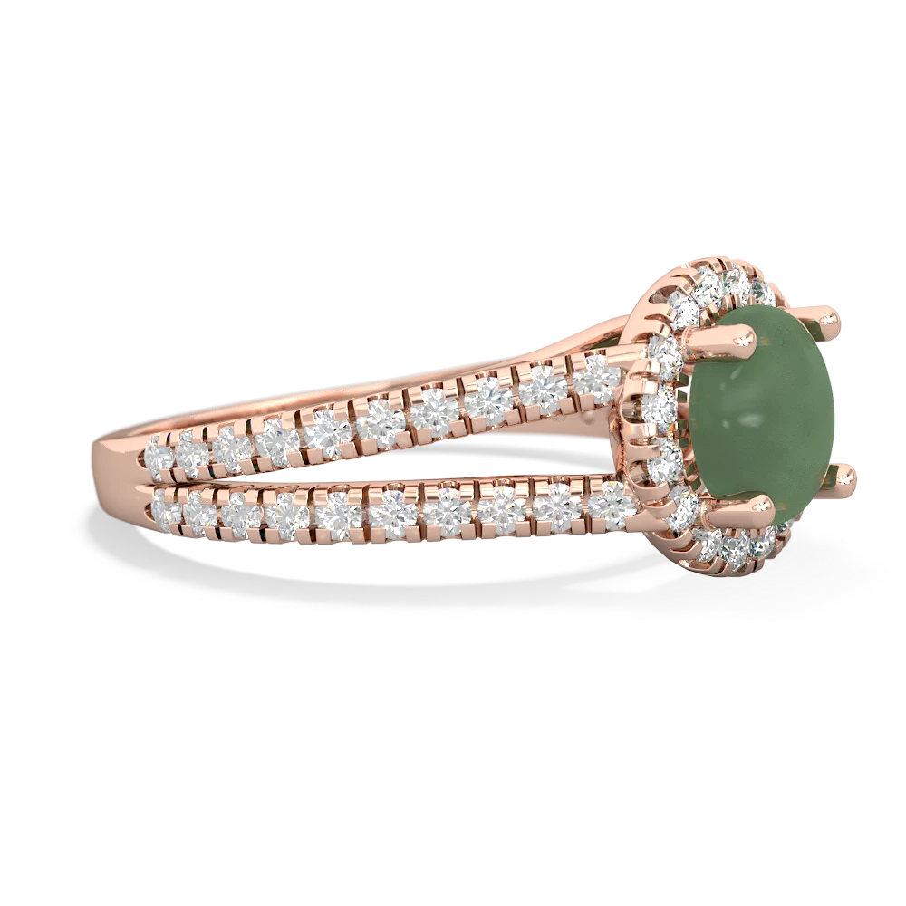 Jade Pave Halo 14K Rose Gold ring R5490