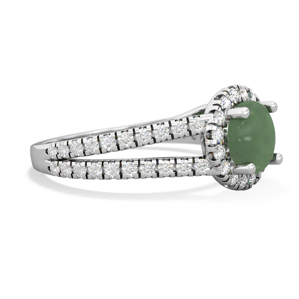 Jade Pave Halo 14K White Gold ring R5490