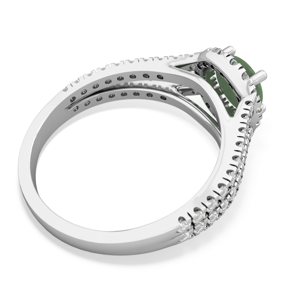 Jade Pave Halo 14K White Gold ring R5490