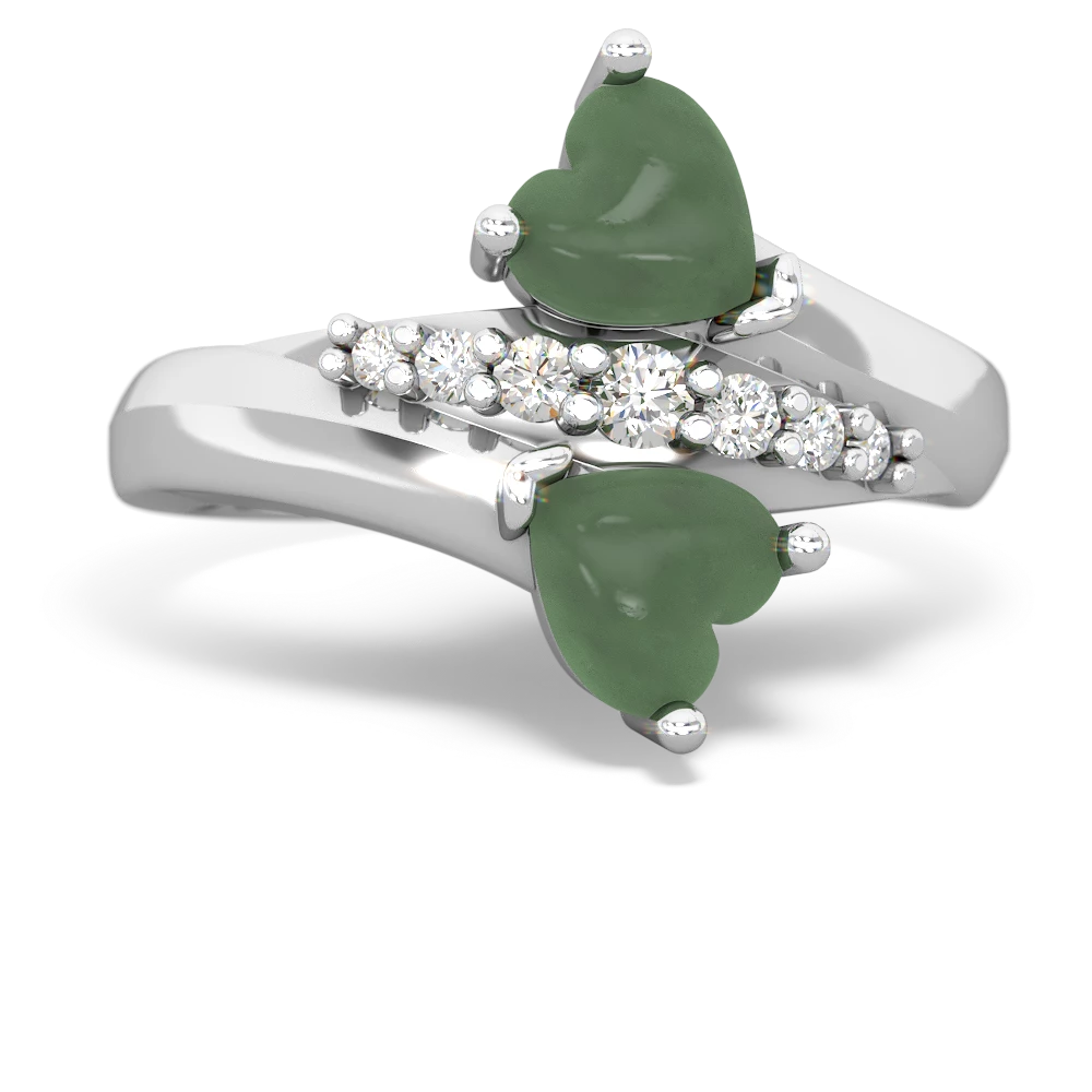 Jade Heart To Heart 14K White Gold ring R2064