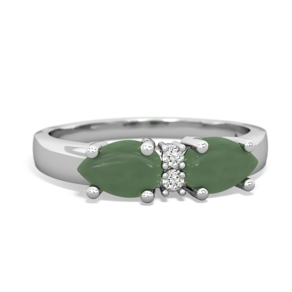 Jade Pear Bowtie 14K White Gold ring R0865