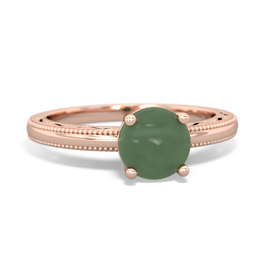 Jade Milgrain Filigree 14K Rose Gold ring R5090