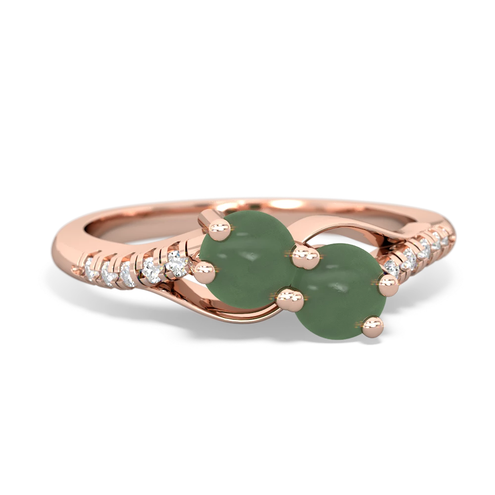 Jade Infinity Pave Two Stone 14K Rose Gold ring R5285