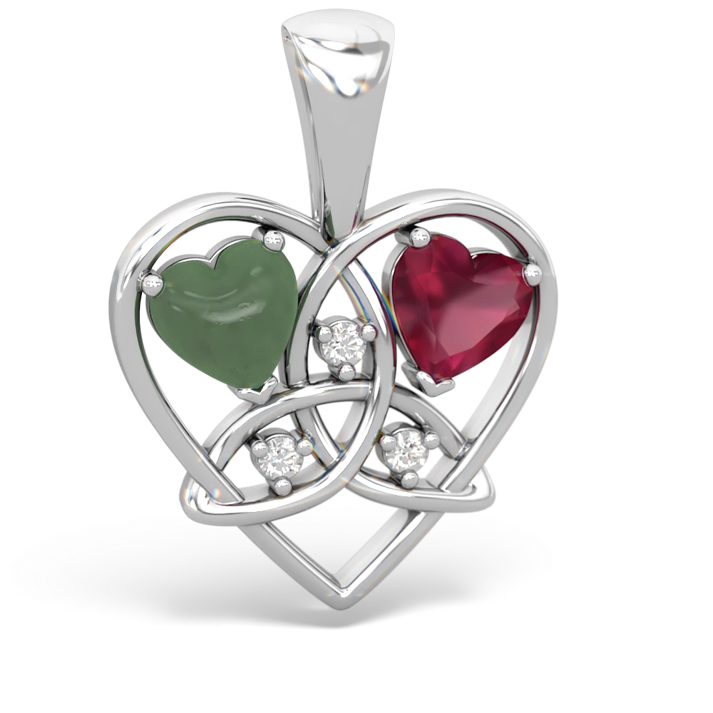 Jade Celtic Trinity Heart 14K White Gold pendant P5331