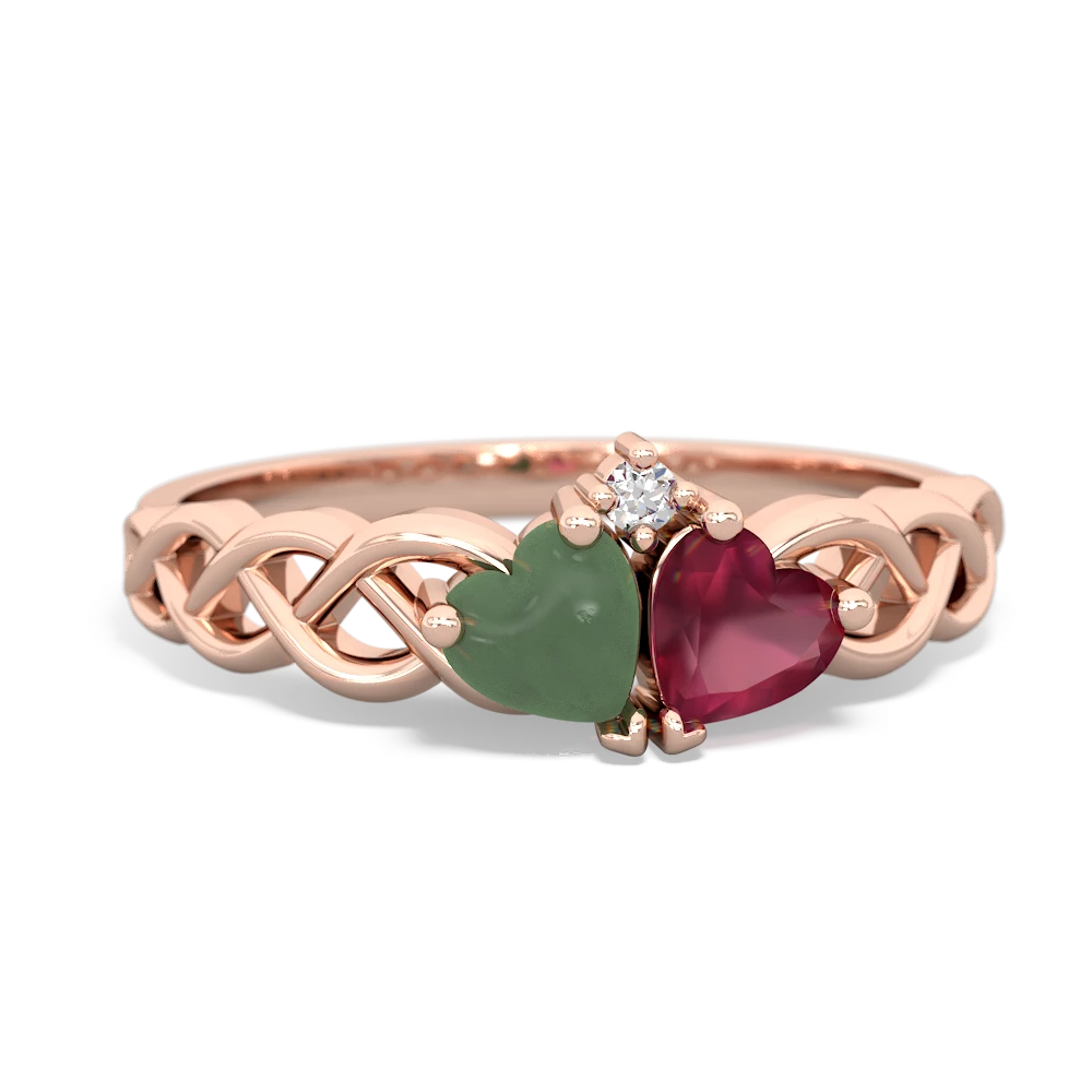 Jade Heart To Heart Braid 14K Rose Gold ring R5870