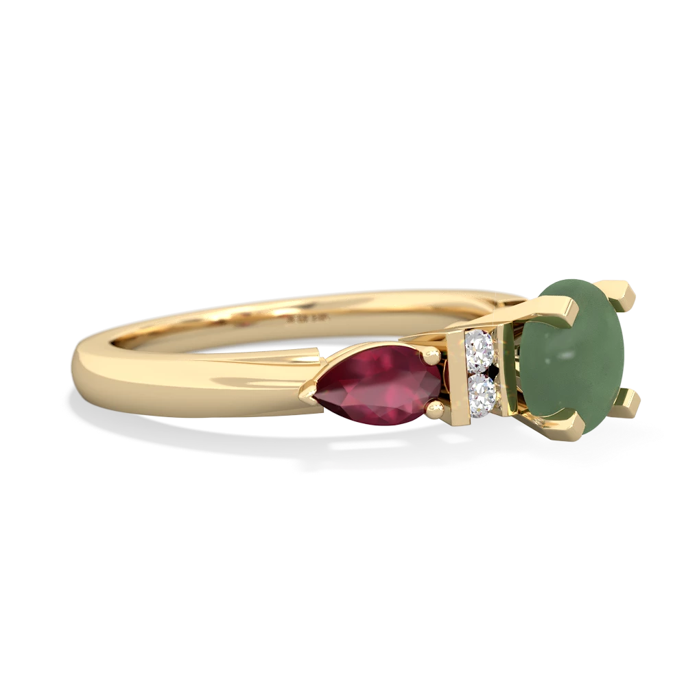 Jade 6Mm Round Eternal Embrace Engagement 14K Yellow Gold ring R2005