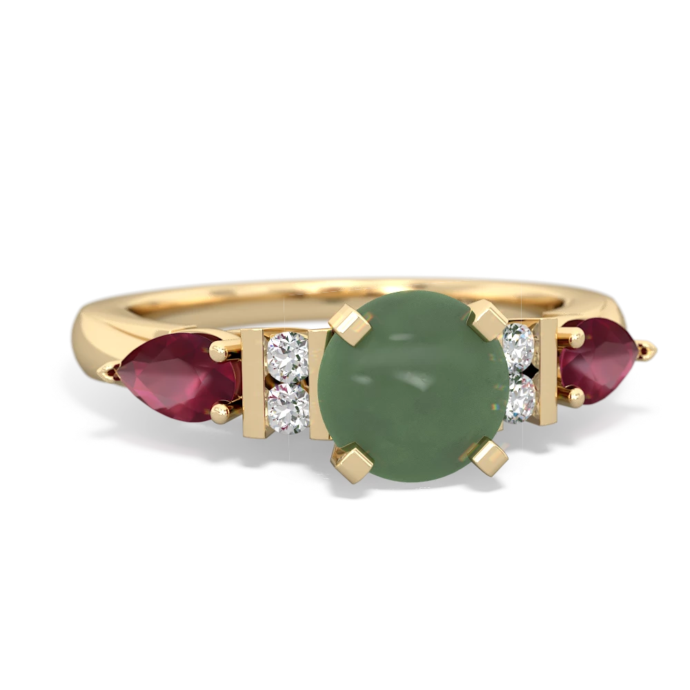 Jade 6Mm Round Eternal Embrace Engagement 14K Yellow Gold ring R2005