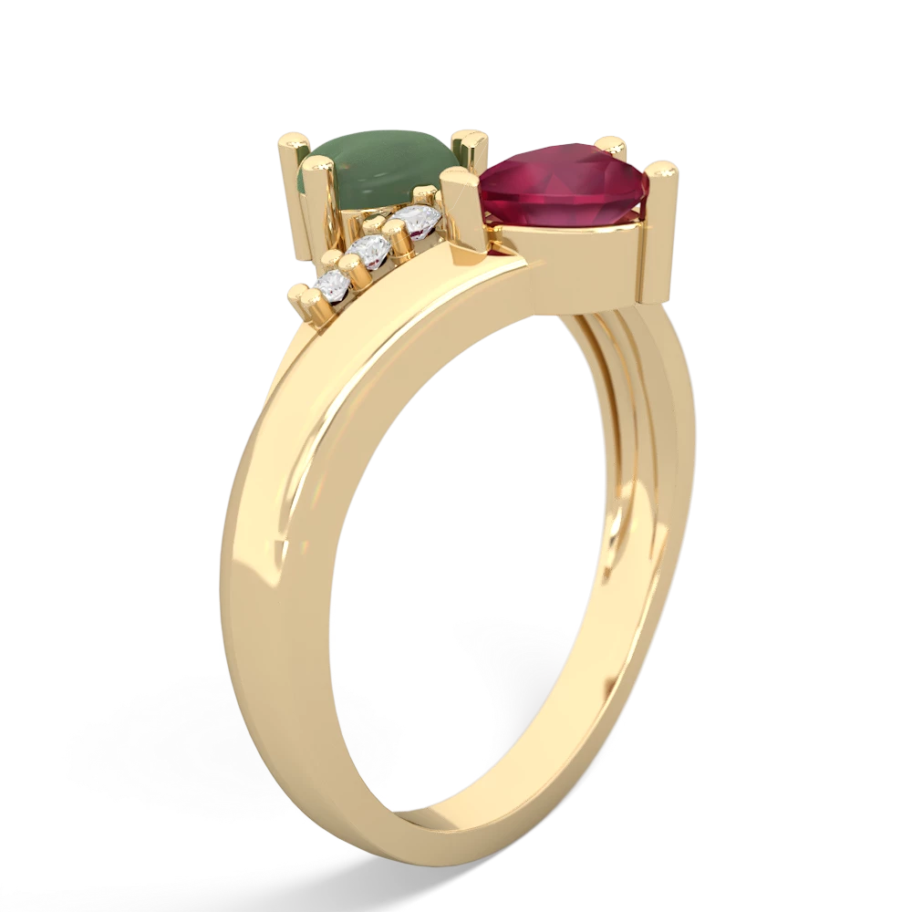 Jade Heart To Heart 14K Yellow Gold ring R2064