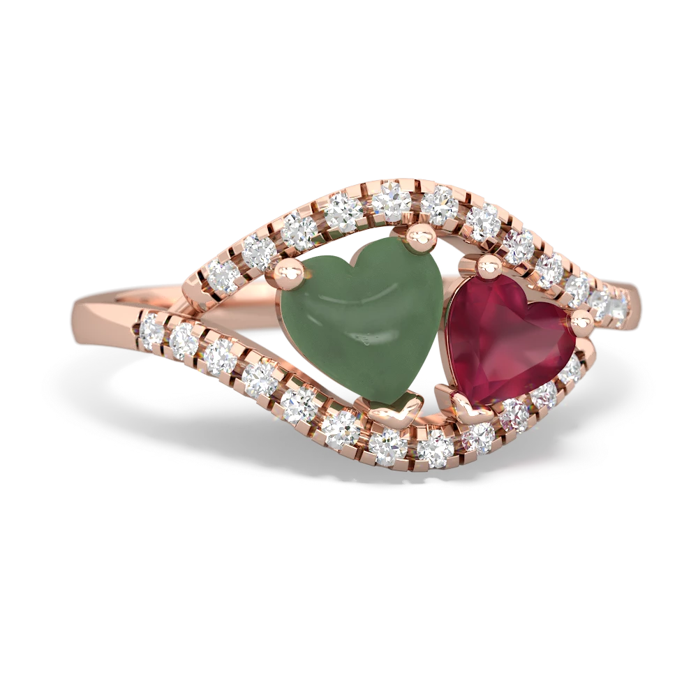 Jade Mother And Child 14K Rose Gold ring R3010