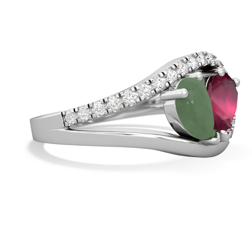 Jade Nestled Heart Keepsake 14K White Gold ring R5650