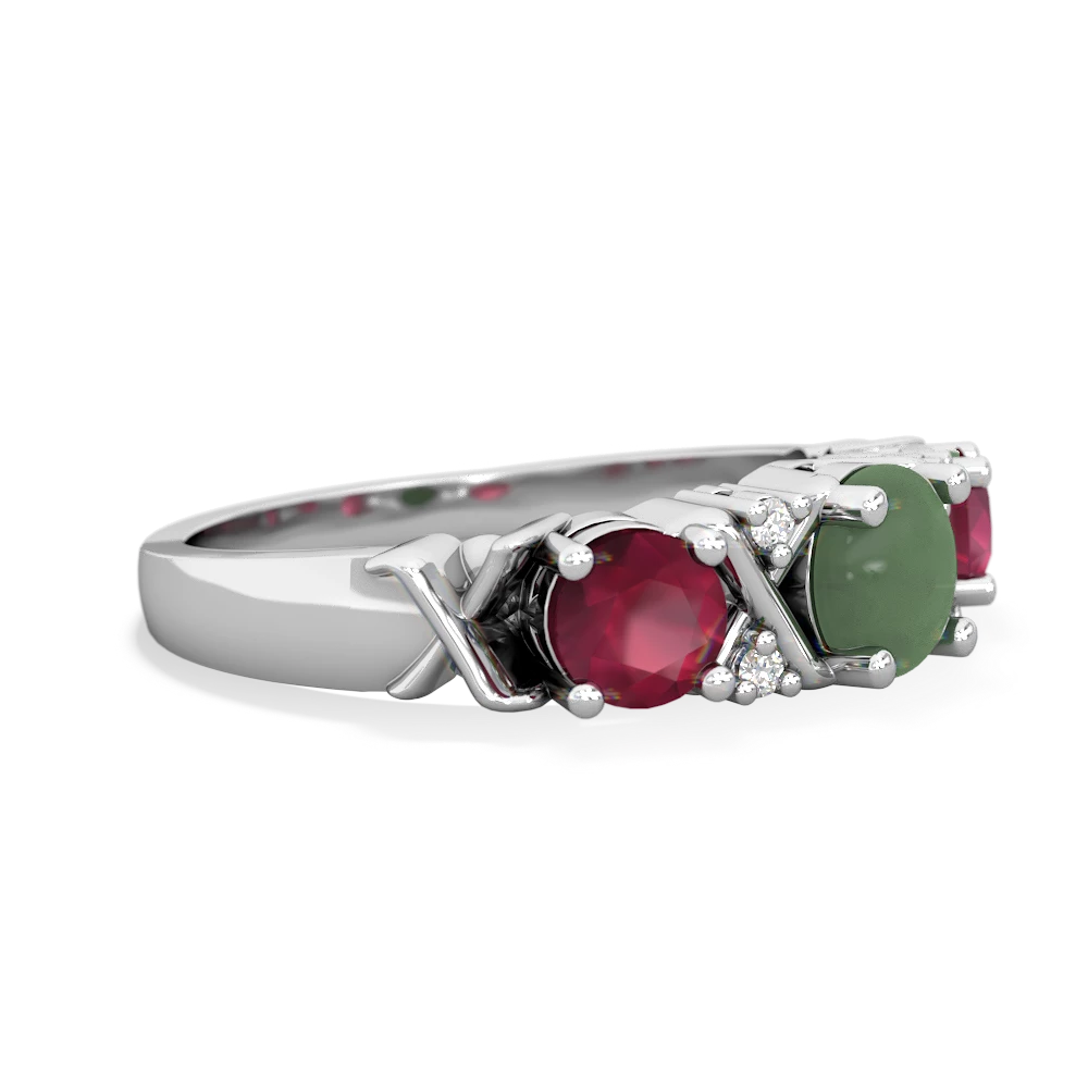 Jade Hugs And Kisses 14K White Gold ring R5016