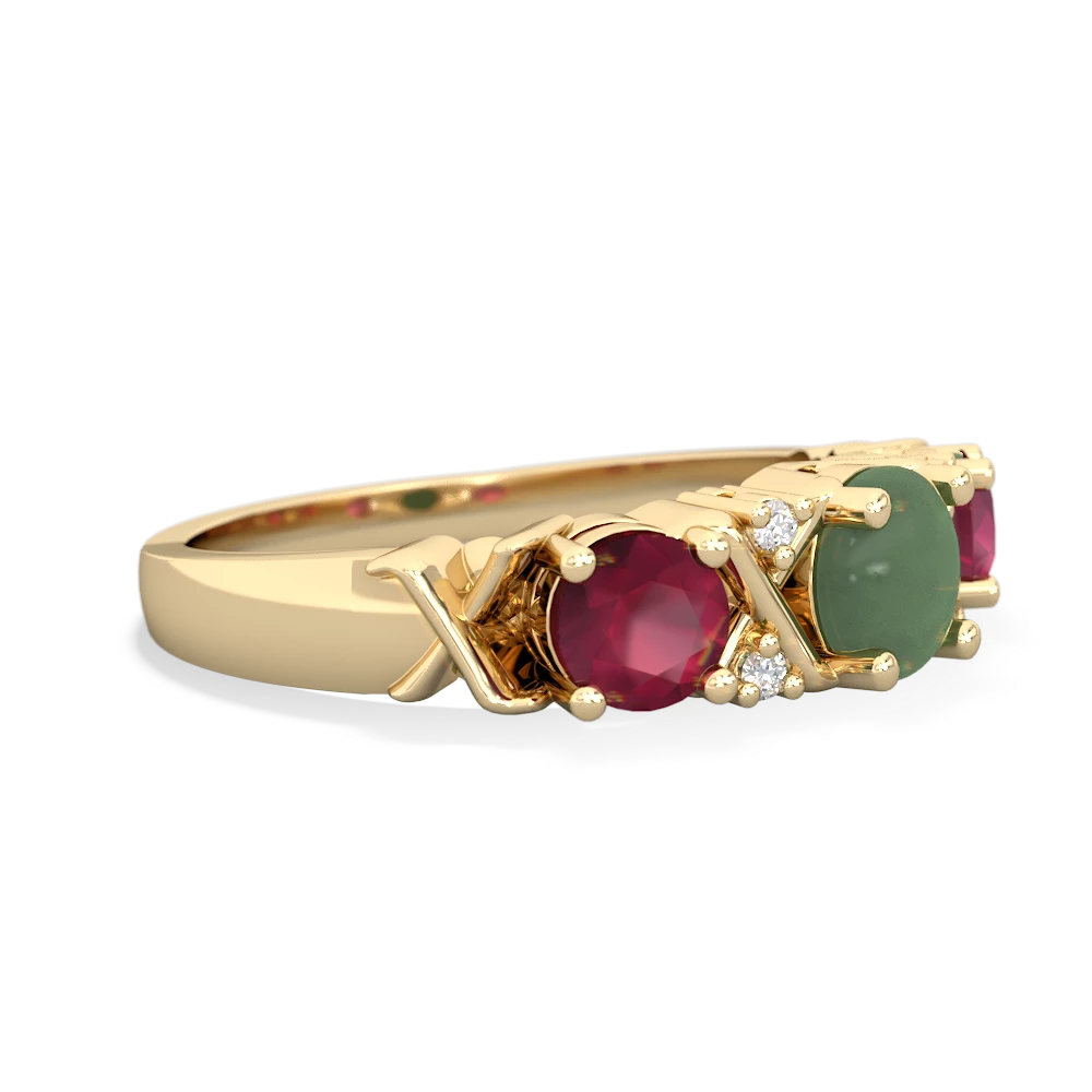 Jade Hugs And Kisses 14K Yellow Gold ring R5016